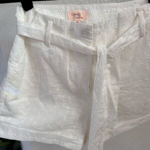 Camila Coelho White Eyelet Shorts